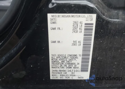 2019 Nissan Altima 2.5 S из США, поврежденный, VIN 1N4BL4BV6KC167101